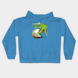 Tropical dream island with coco tree Kids Hoodie